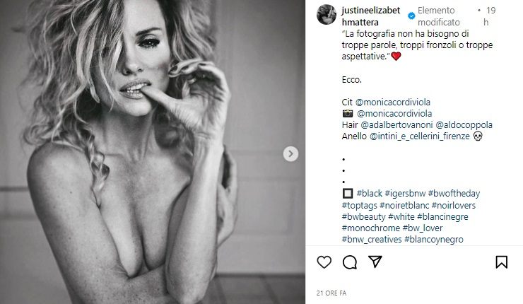 Justine Mattera senza veli mai volgare